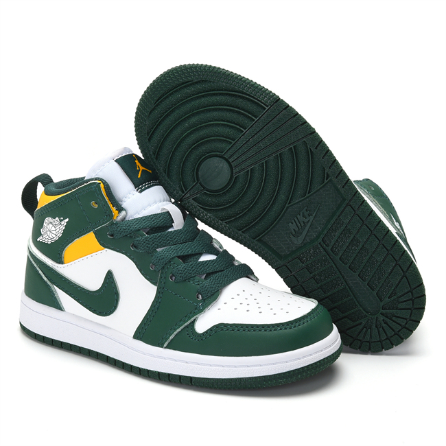 Youth Running Weapon Air Jordan 1 Green/White Shoes 0184